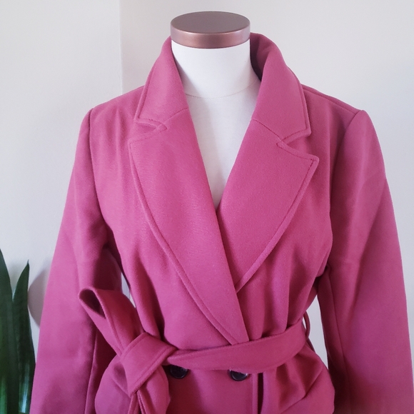 🏷Allegra K NWT Women's Notch Lapel Double Breasted Belted Trenchcoat L - Picture 10 of 16